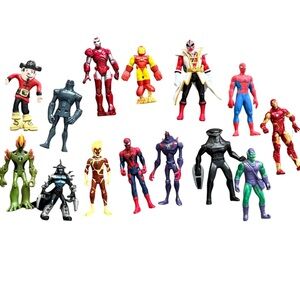 Mixed Action Figure Lot (13) — Ben 10, Spider-Man, Iron Man, Power Rangers